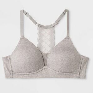 Maidenform Girls' Size 32A Pullover Padded Comfort Lace Bra Gray NEW
